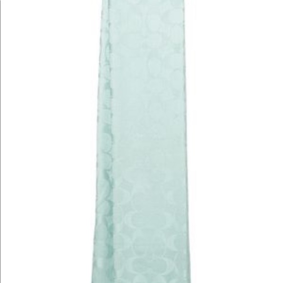 NEW Coach Signature Lightwt Stole/Scarf in Mint/DuckEgg Blue 50%Silk Rare 84x26” - Picture 16 of 16